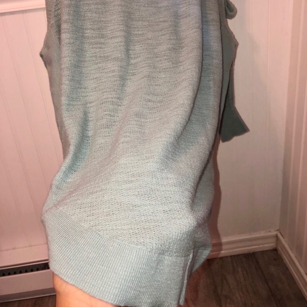 Express Pale Green Cold-Shoulder Tunic Sweater - Picture 7 of 8
